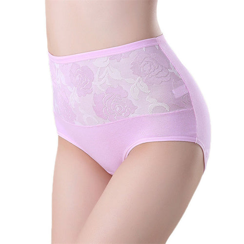 8 Colors High Waist Cotton Women Briefs Sexy Panties Plus Size  J4U66