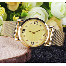 Classic Gold Womens Rhinestone Analog Quartz Stainless Steel Wrist Watch Watches&  J4U66