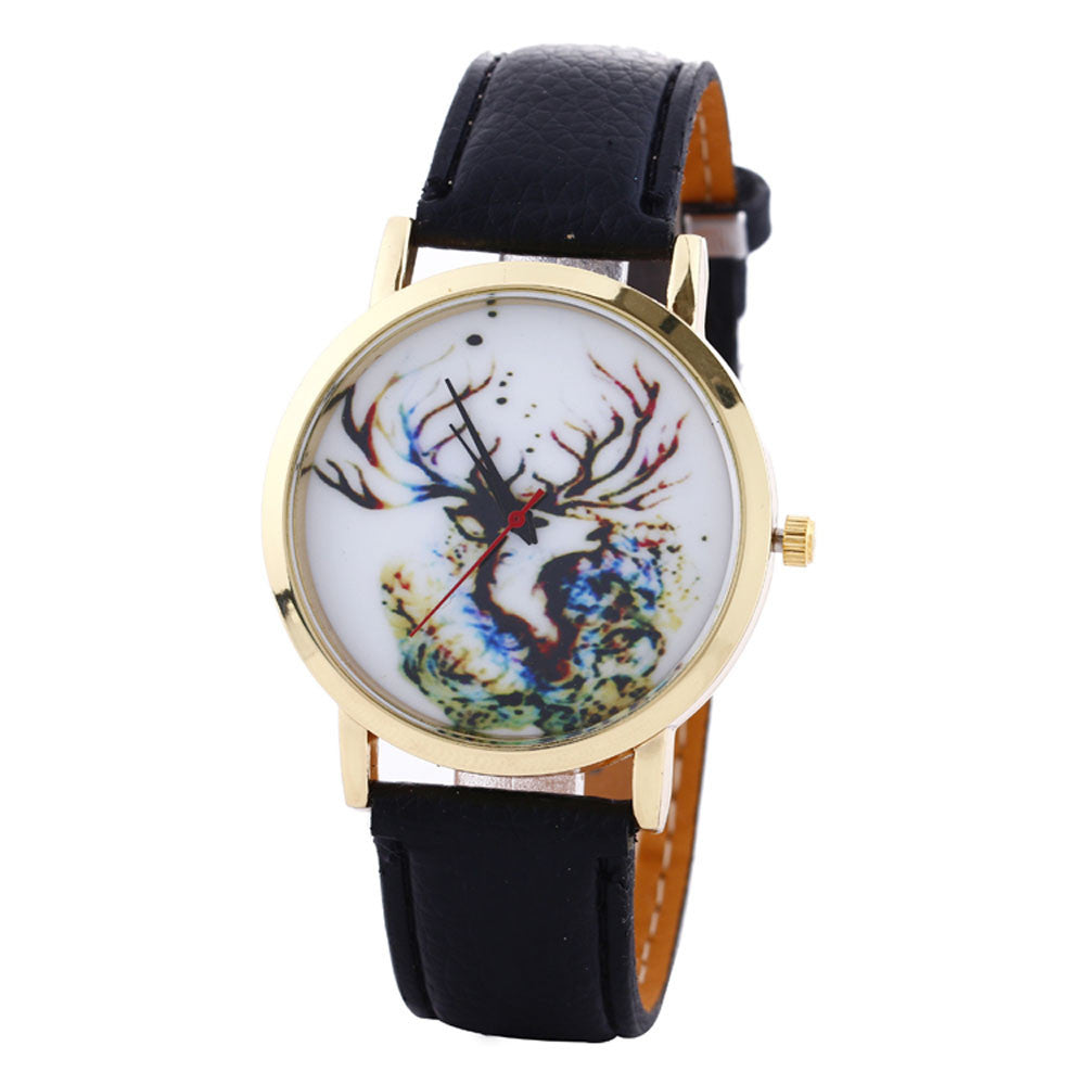 Women Men Fashion PU Leather Band Analog Quartz Vogue Wrist Watches Watch  J4U66