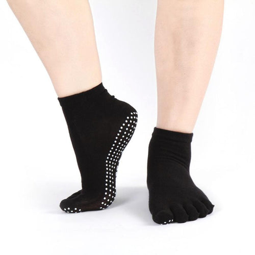 ComWomens Cotton Colorful Non Slip Massage Toe Socks Full Grip With Socks Heel  J4U66