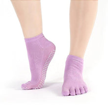 ComWomens Cotton Colorful Non Slip Massage Toe Socks Full Grip With Socks Heel  J4U66