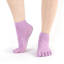 ComWomens Cotton Colorful Non Slip Massage Toe Socks Full Grip With Socks Heel  J4U66