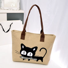 Fashion Women Shoulder Bag Canvas Bag Cute Cat Bag Office Lunch Bag Fast Shipping J4U66