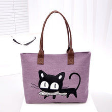 Fashion Women Shoulder Bag Canvas Bag Cute Cat Bag Office Lunch Bag Fast Shipping J4U66