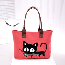 Fashion Women Shoulder Bag Canvas Bag Cute Cat Bag Office Lunch Bag Fast Shipping J4U66