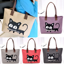 Fashion Women Shoulder Bag Canvas Bag Cute Cat Bag Office Lunch Bag Fast Shipping J4U66
