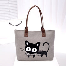 Fashion Women Shoulder Bag Canvas Bag Cute Cat Bag Office Lunch Bag Fast Shipping J4U66