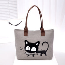 Fashion Women Shoulder Bag Canvas Bag Cute Cat Bag Office Lunch Bag Fast Shipping J4U66