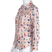 Floral Long Sleeve Vintage Blouse Cherry Turn Down Collar Shirt Blusas Feminino Ladies Blouses Womens Tops Fashion J4U66