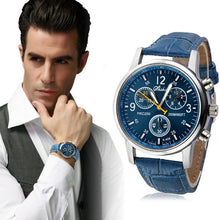 Luxury Fashion Leather Mens Analog Watch Watches Blue & J4U66