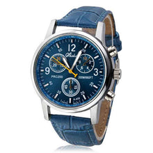 Luxury Fashion Leather Mens Analog Watch Watches Blue & J4U66