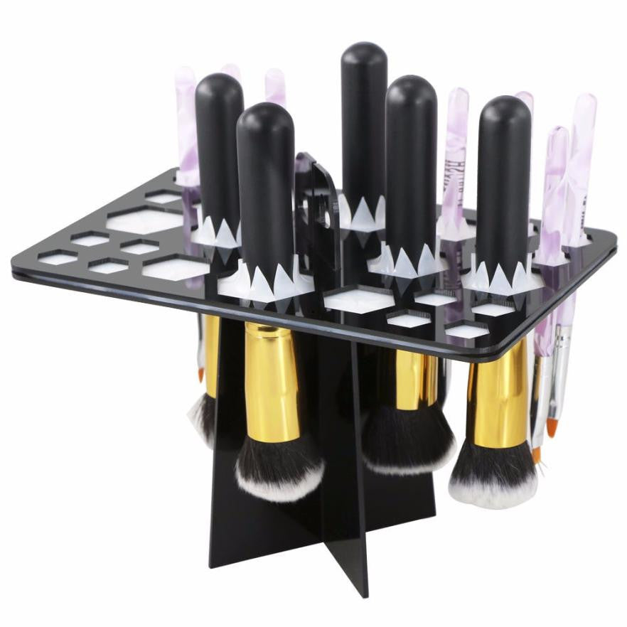 Makeup Folding Collapsible Air Drying Cosmetic Brush Organizing Tree Rack Holder  J4U66