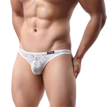 Men Lace T-back Briefs Translucent Triangle Breathable Underpants Sexy Underwear  J4U66