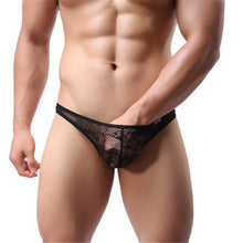 Men Lace T-back Briefs Translucent Triangle Breathable Underpants Sexy Underwear  J4U66