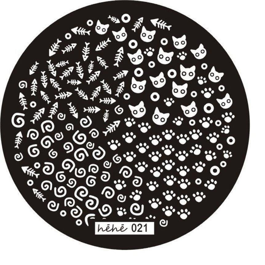 Nail Art Image Stamp Cute Cat And Fish Stamping Plates Manicure Template Hehe Series J4U66