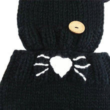 Wool Knitted Cat Hats Baby Girls Shawls Hooded Cowl Beanie Caps With Neck Wrap Kids' Gift J4U66