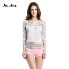 Women Fashion Lace Splice Blouse Three Quarter Sleeve Chiffon Shirt Tops &s J4U66