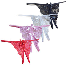 Women Open Fork Transparency Bowknot Featured Strappy Sexy Panties  J4U66
