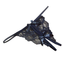 Women Open Fork Transparency Bowknot Featured Strappy Sexy Panties  J4U66