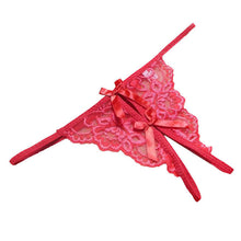 Women Open Fork Transparency Bowknot Featured Strappy Sexy Panties  J4U66