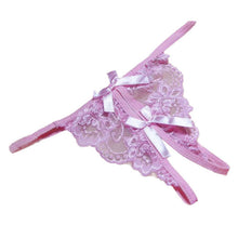 Women Open Fork Transparency Bowknot Featured Strappy Sexy Panties  J4U66