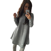 Womens Dresses Ladies Loose Knitted Sweater Jumper Pullover Knitwear Sexy Dress moda mujer J4U66