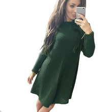 Womens Dresses Ladies Loose Knitted Sweater Jumper Pullover Knitwear Sexy Dress moda mujer J4U66
