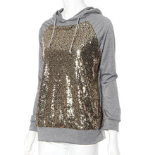 Womens Sequins Casual Long Sleeve Pullover Shirt Hooded Tops Shirt monkingtop Brand  J4U66