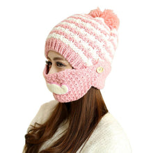 Cute gorro invierno Beard Hat For Women Fashion Beanies with Mouth Mask Hat Knit Cap Face Warm Ear Cap J4U66