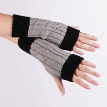 Patchwork Hand Long Mitten Gloves Women Knitted Wrist Arm Fingerless Gloves Unisex Soft Keep Warm J4U66