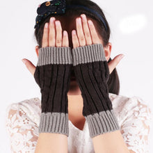 Patchwork Hand Long Mitten Gloves Women Knitted Wrist Arm Fingerless Gloves Unisex Soft Keep Warm J4U66