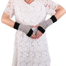 Patchwork Hand Long Mitten Gloves Women Knitted Wrist Arm Fingerless Gloves Unisex Soft Keep Warm J4U66