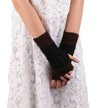 Patchwork Hand Long Mitten Gloves Women Knitted Wrist Arm Fingerless Gloves Unisex Soft Keep Warm J4U66