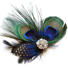 Peacock Feather Sparkling Rhinestones Bridal Wedding Hair Clip Head Accessory J4U66