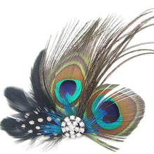 Peacock Feather Sparkling Rhinestones Bridal Wedding Hair Clip Head Accessory J4U66