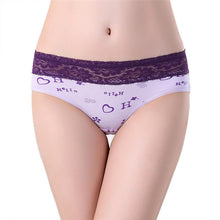 Plus Size Women Cute Underwear Lace Cotton Briefs Lady's Panties Mid Waist J4U66
