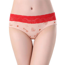 Plus Size Women Cute Underwear Lace Cotton Briefs Lady's Panties Mid Waist J4U66