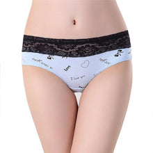 Plus Size Women Cute Underwear Lace Cotton Briefs Lady's Panties Mid Waist J4U66
