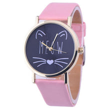 Popular Brand Watch Gift Cat Pattern Ladies Leather Band Analog Quartz Wrist Watch Montre Femme Clock Women FastShipping J4U66