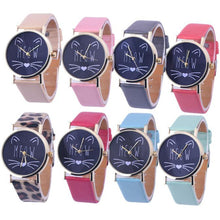 Popular Brand Watch Gift Cat Pattern Ladies Leather Band Analog Quartz Wrist Watch Montre Femme Clock Women FastShipping J4U66