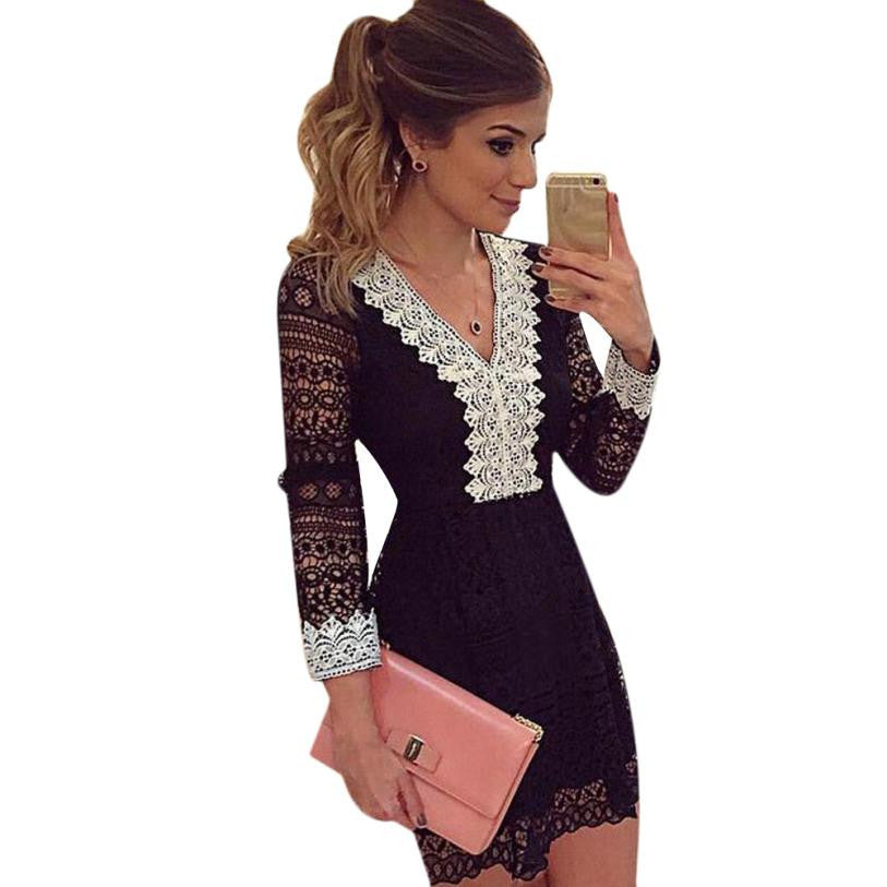 Sexy Dress Women Lady Lace Splicing Bodycon Party Cocktail Mini Dress  J4U66