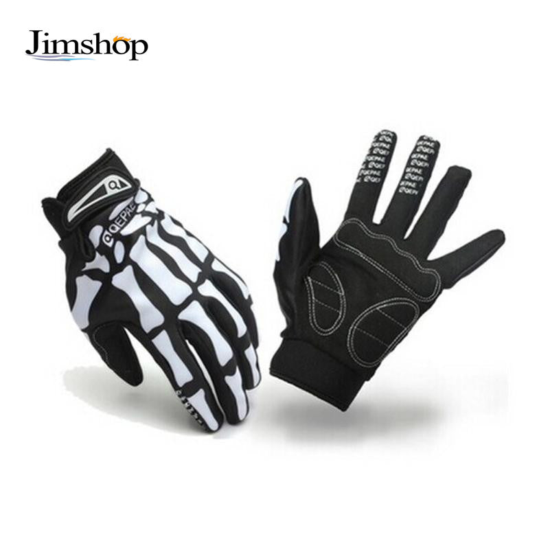 Sports Racing Motorcycle Cycling Bicycle Biker Camouflage Pattern Skull Skeleton Hand Bone Goth Gloves Full Finger J4U66