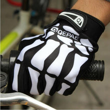 Sports Racing Motorcycle Cycling Bicycle Biker Camouflage Pattern Skull Skeleton Hand Bone Goth Gloves Full Finger J4U66