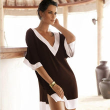 Women Chiffon V-neck Mini Beach DressCover Loose Dresses Fast Shipping J4U66