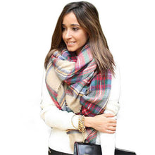 Top Korean Women Wool Blend Blanket Oversized Tartan Scarf J4U66