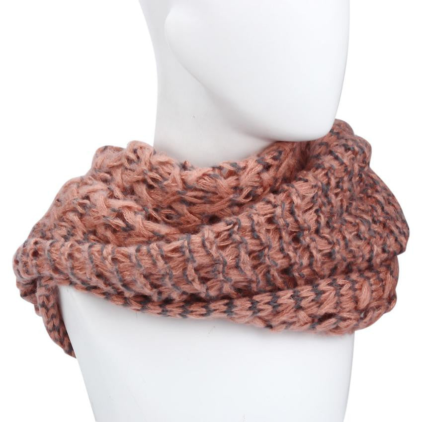 Unisex Men Women Warm Infinity 2 Circle Cable Knitted Cowl Neck Long Scarf Shawl Neck Warmer Ring Pashmina J4U66