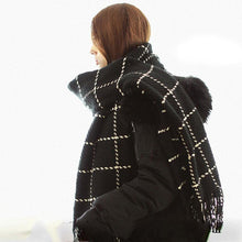 Wide Tassel Big Pashmina Fashion Plaid Cashmere Women Long Scarf Women Soft Wrap Shawl  J4U66