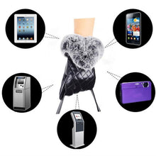 Warm And Elegant Women Full Finger Leather Warm Cashmere Gloves Mittens Screen  J4U66