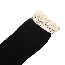 Women Clothing Women Crochet Lace Trim Cotton Knit Footed Leg Boot Knee High Stocking J4U66
