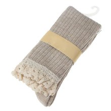 Women Clothing Women Crochet Lace Trim Cotton Knit Footed Leg Boot Knee High Stocking J4U66
